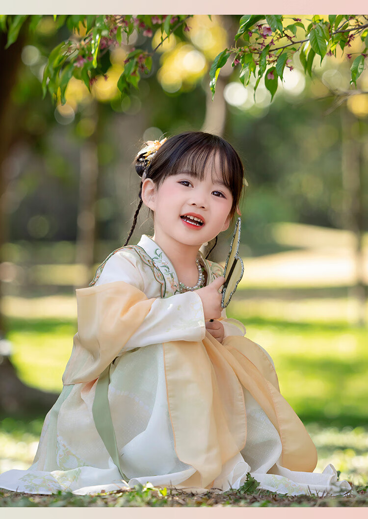 Menghu Qinglai Girls' Spring And Autumn Ancient Style Ethereal Ru Skirt, Oriental Minimalist Luxury Style, Light Green (Without Waist Chain), Size 100 20