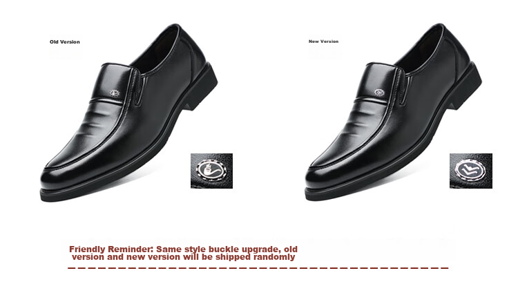 Poitulas Men's Leather Shoes, British Style Slip-On Business Casual Shoes, Lightweight Soft-Soled Loafers, Formal Dress Shoes for Men, 9526 Black, Size 44 22