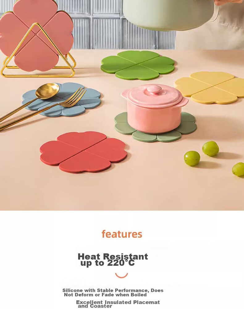 Maomiyoupin Silicone Heat-Resistant Mat, Placemat, Casserole Pad, Coaster, Bowl Mat, Plate Mat, Heat-Resistant Table Mat for Home Use, High-Temperature Resistant, Anti-Scalding Pad 3