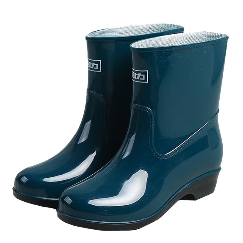 Warrior Women's Rain Boots, Mid-Calf Adult Waterproof Shoes, Rubber Overshoes, Water Boots HXL23-S Green-YoYo Size 37