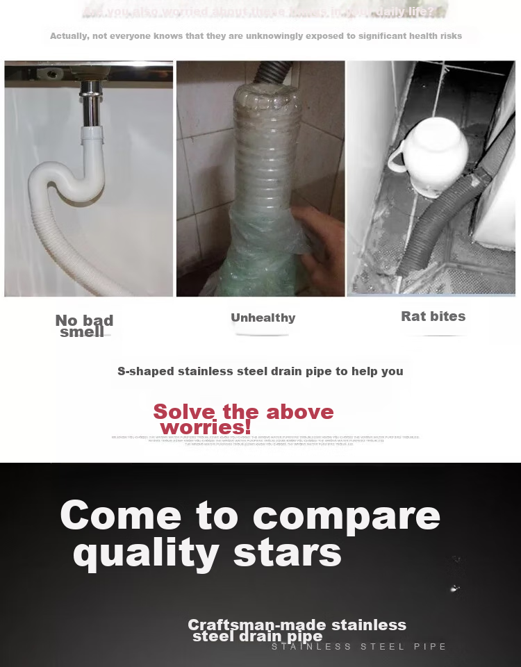Haili Sink Drain Pipe Anti-Odor Device, Countertop Drainage, Bathroom Cabinet Extendable 96cm ABS Flexible Hose, 73318 2