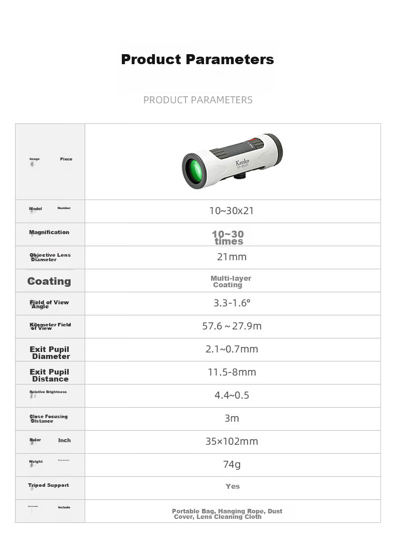 KENKO Japanese Kenko 10-30x21 Monocular Zoom Telescope, High Magnification, High Definition, Professional Concert Binoculars for Smartphones 14