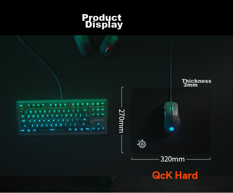 SteelSeries QcK Hard Pad 320*270*3mm Professional Gaming Mouse Pad Esports Mouse Pad Resin Mouse Pad Washable Hard Versio 8