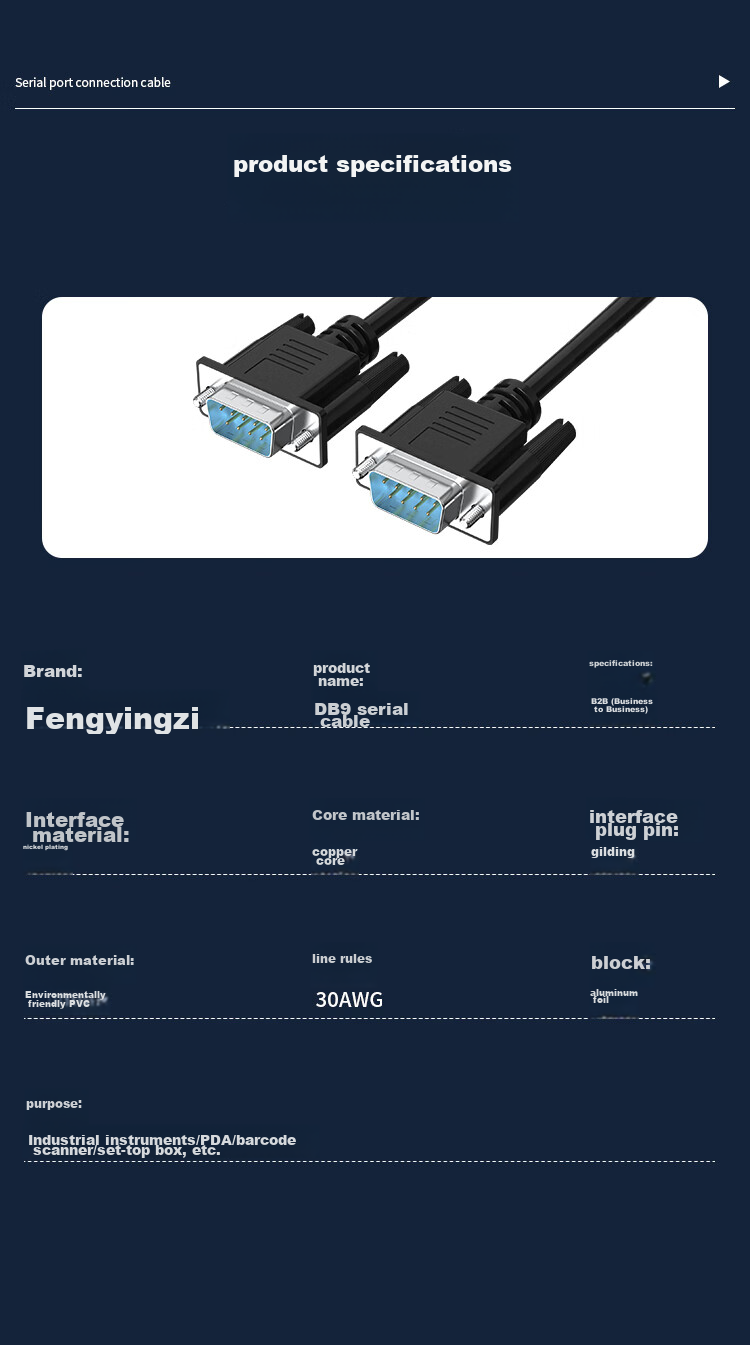 Fengyingzi RS232 Serial Port Male-To Cable, DB9(Male)/DB9(Male), COM Cable, Male-To Extension Cord, Cross-Over Cable, Black, 1 Meter, FYZ-WK53C 12