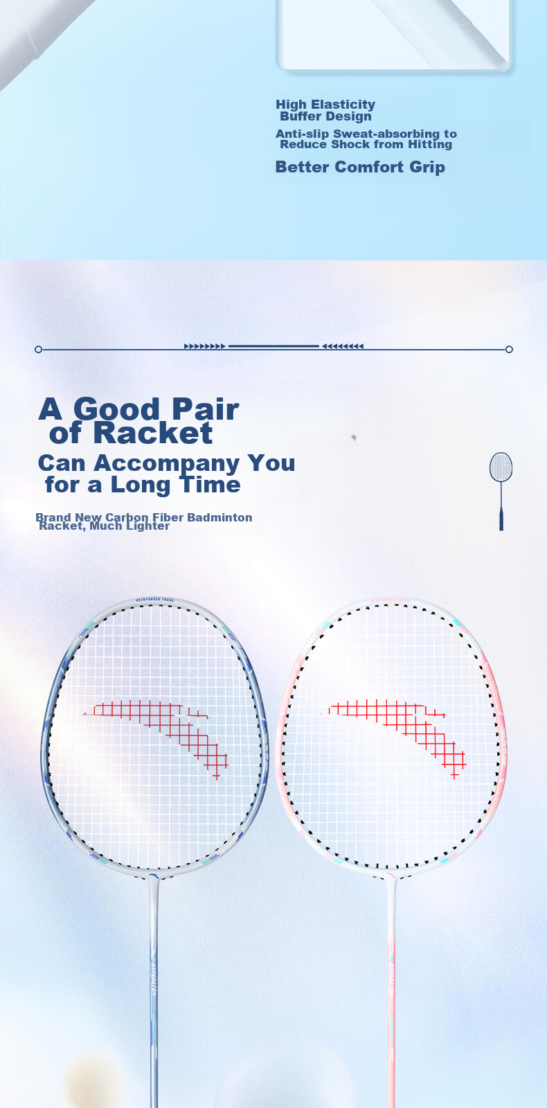 ANTA Professional Carbon Fiber Badminton Racket, Ultra-Light And Durable, Single Racket for Competition, Versatile Badminton Racket, Blue 637-2 8