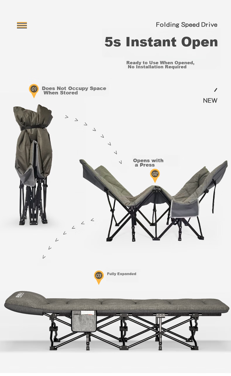 Nanjiren Folding Bed, Single Office Nap Bed, Military Cot with Integrated Mattress, Ten-Foot Bed 8