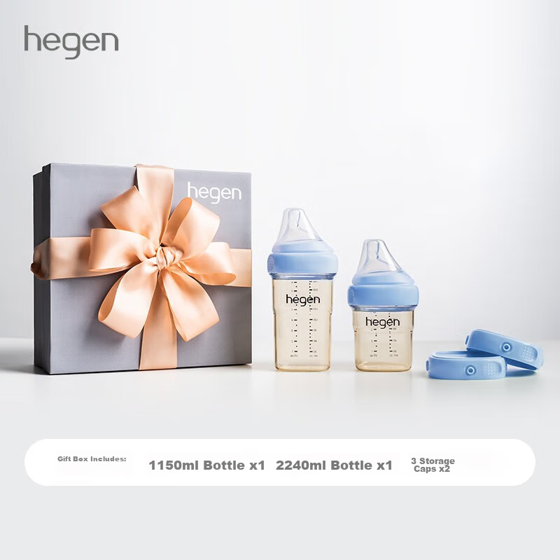 Бутылочка для кормления HEGEN Baby Bottle Set, PPSU, 150мл + 240мл, с крышками для хранения, набор из 2 шт., цвет "Morandi"