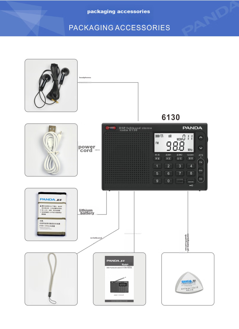 PANDA 6130 Full-Band Digital Stereo Radio, Stable Signal, English Listening Test Device for College Entrance Exams And CET-6/4, Elderly Gift (Black) 14