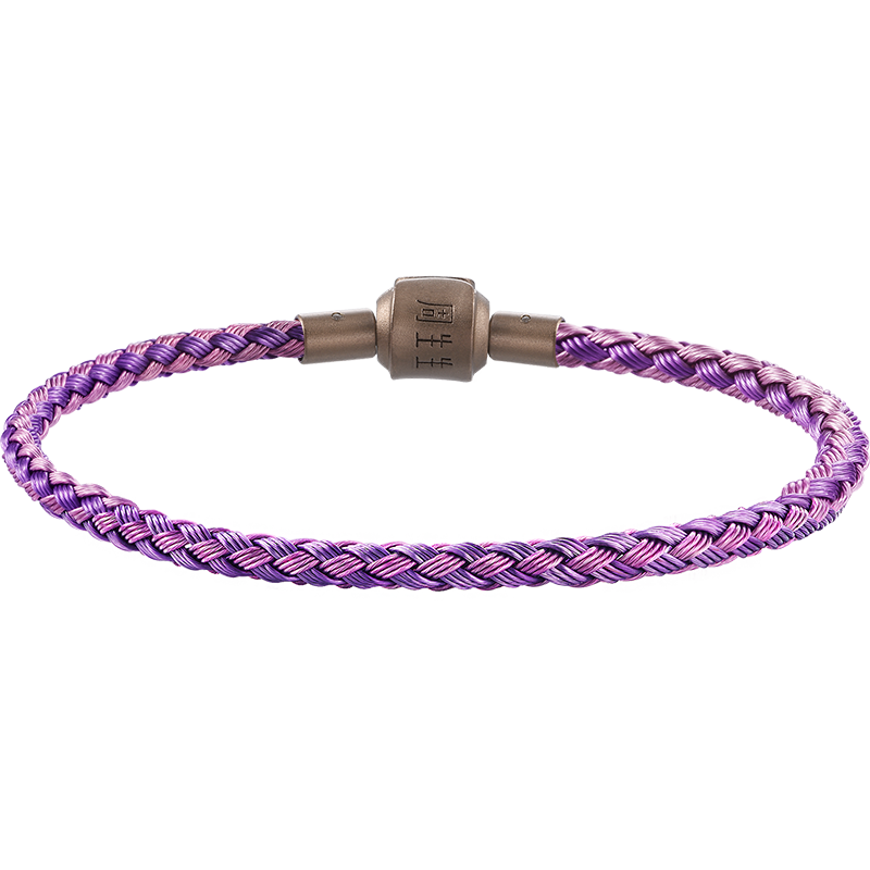 CHOW SANG SANG [Xian Sheng] Beaded Bracelet 3mm Thin Version Lucky Bead Bracelet for Men And Women, Fixed Price Stainless Steel Cord - Purple, Lavender Purple G19