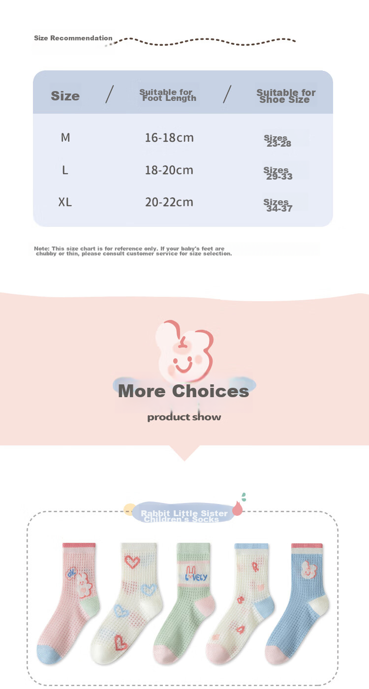 MiiOW Children's Socks for Girls [Large Mesh + Lightweight Breathable], Summer Thin Mid-Calf Socks, Baby Girl Casual Socks 7
