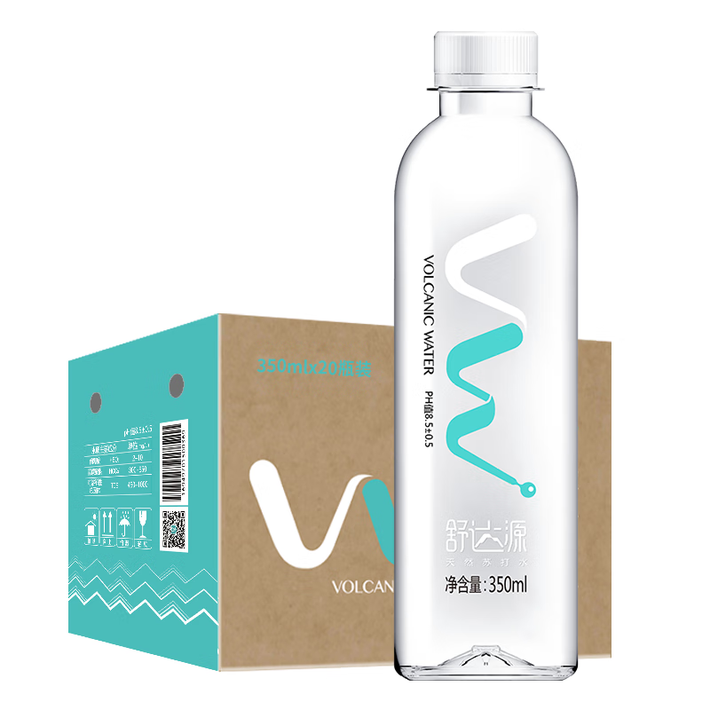 舒达源克东天然苏打水京东自营350ml*20瓶 高端弱碱性饮用水整箱小瓶