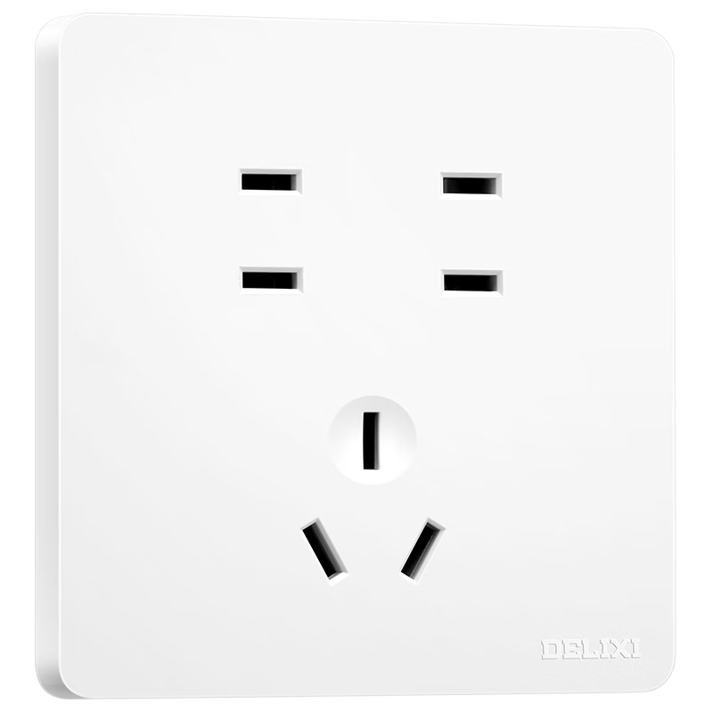 DELIXI Switch Socket Panel CD821 Series Seven-Hole Socket Stylish White Large Panel