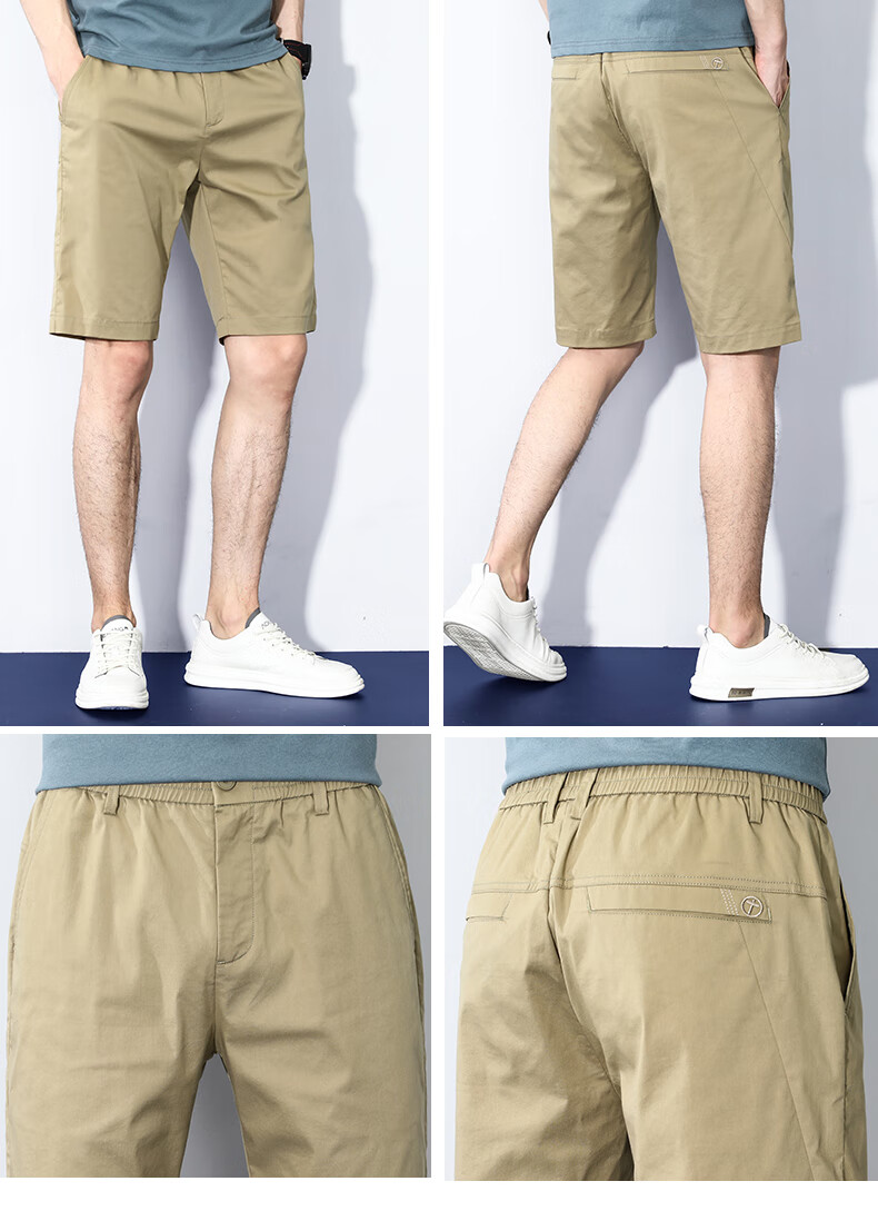 ROMON Men's Shorts, Summer, Large Size, Cotton, Elastic, Breathable, Casual Five-Point Shorts, Men's Clothing, CC2113, Black, Size 31 5