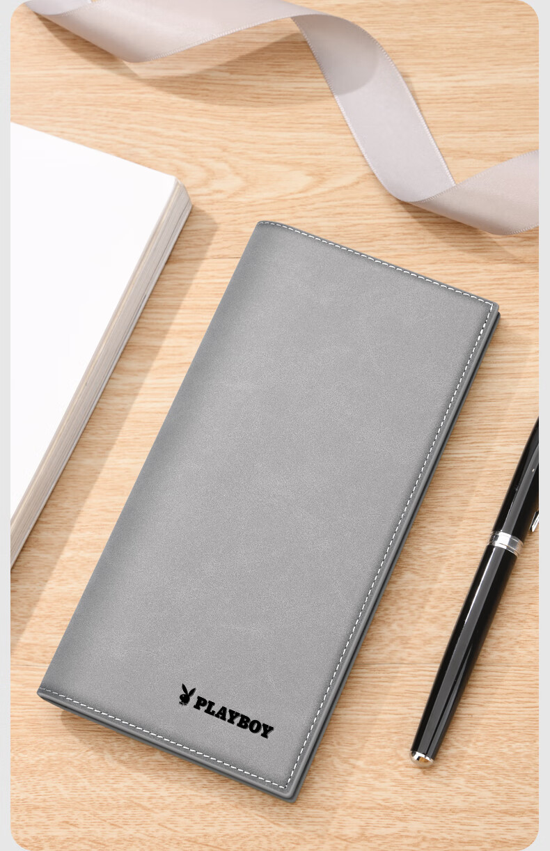 PLAYBOY Wallet, Men's Long Multi-card Slots, Fashionable ID And Document Holder, College Student Thin Multifunctional Purse, Birthday Gift 3