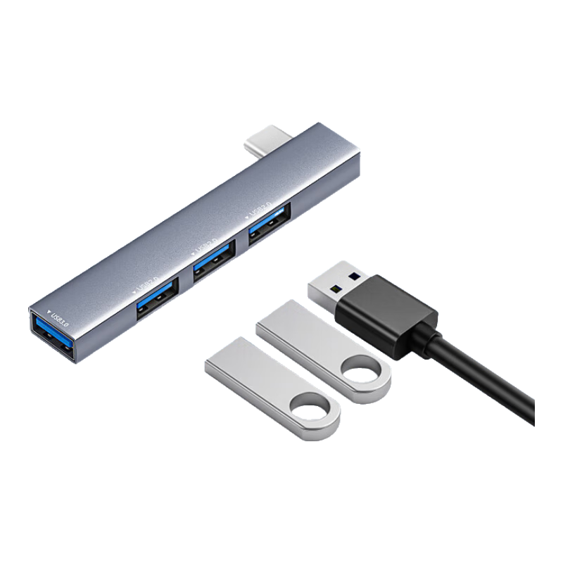Snowkids Type-C to USB 3.0 Expansion Dock Splitter, Compatible Fit 4-Port USB Hub, Laptop Adapter USB Hub