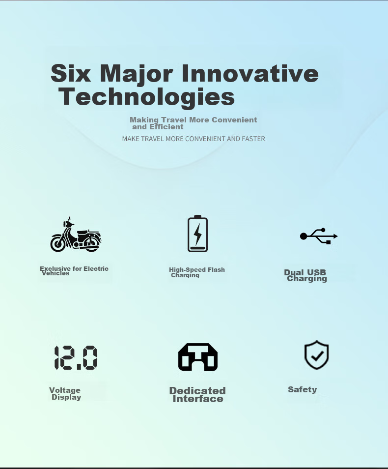 Meiyazhixing Electric Vehicle Phone Charger, QC3.0 Super Fast Charging 66W, Electric Scooter Flash Charging Adapter, Single USB 2