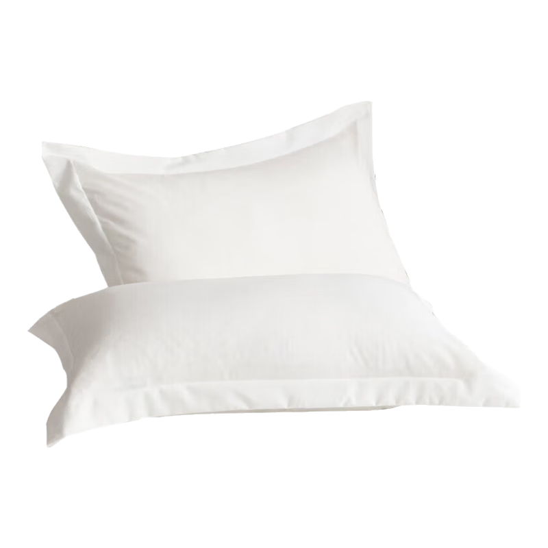 Yuanshenghuo Pure White Pillowcase, 60-Count All-Cotton Hotel Grade 100% Cotton Pillow Cover, 48x74cm, Set of Two