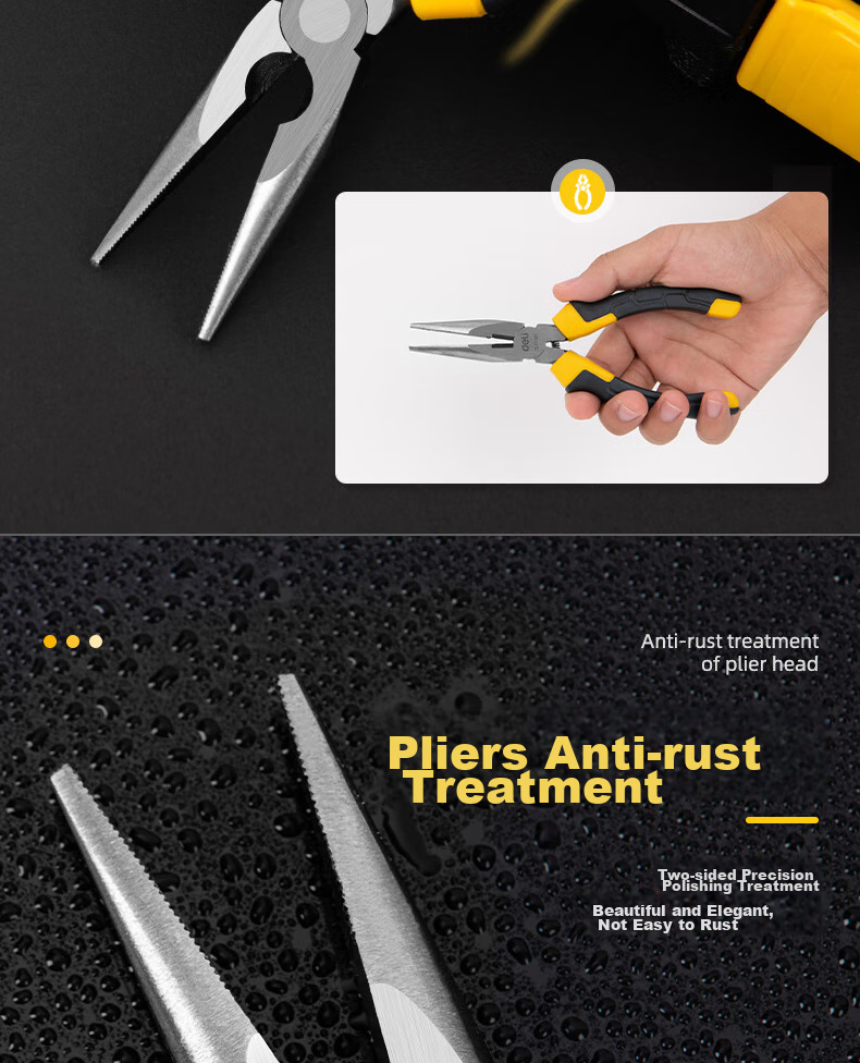 Deli Needle-Nose Pliers, Electrician's Pliers, Household Pliers, Industrial-Grade Rebound Labor-Saving Needle-Nose Pliers 3