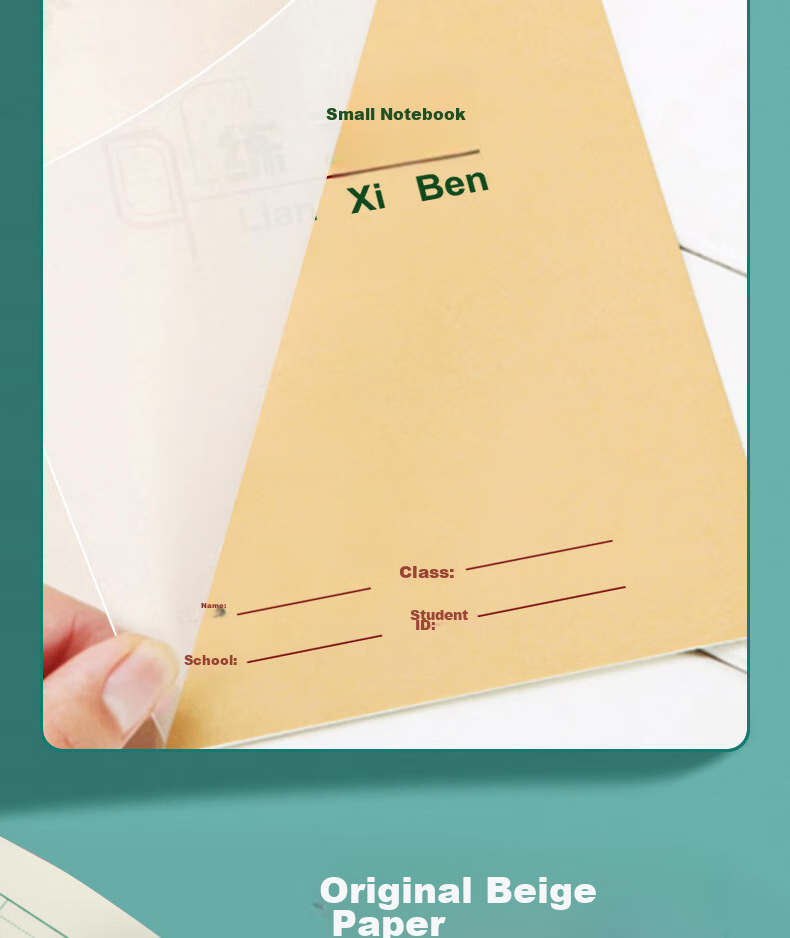 Duoliboshi 36k Tian Ge Ben 8 Grids 11 Lines 22 Sheets with Built-In Book Cover, Tian Zi Ge Writing Practice Notebook for Kindergarten And Primary School Students in Grades 1-3, National Standard Thickened 5 Books [Essential for Students] 3