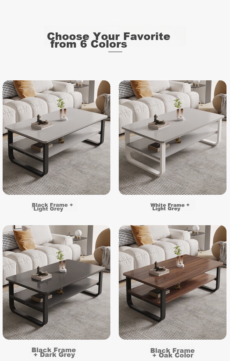 Gupujia Coffee Table, Simple Living Room Design for Small Apartments, Double-Layer Steel Frame, Small Tea Table, Small Table for Guests, Tea Table, Dark Gray, 120 Cm Long 2