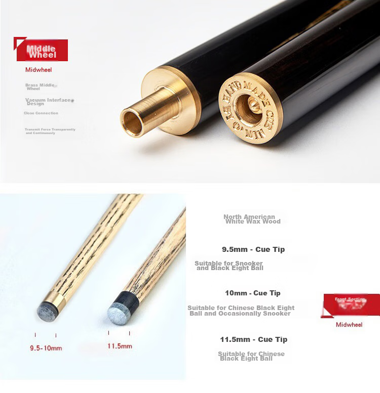 Aomi New Generation Xianyuan Pool Cue, Black Eight Small Tip, Black 8 Chinese Eight-Ball Snooker Medium Tip Billiard Cue, Full-Length Cue, 10mm 4