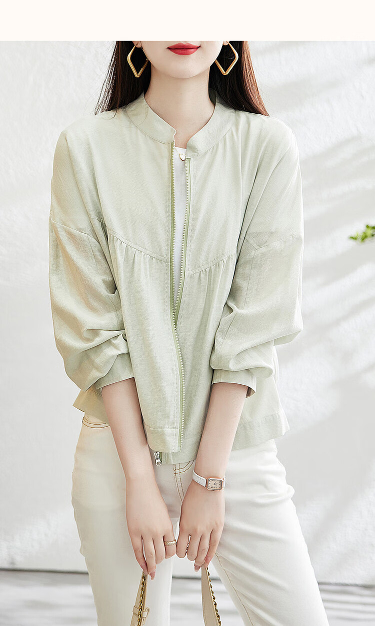Dme [Air Conditioning Shirt Jacket], Spring And Autumn Stand-Up Collar, Loose-Fitting Drop-Shoulder Thin Jacket, Women's Short Style 12