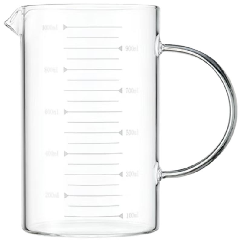 JD Original Measuring Cup Glass Cup High Borosilicate Tea Infuser Mug Heat Resistant High Temperature Insulated Graduated Milk Cup 1000ml