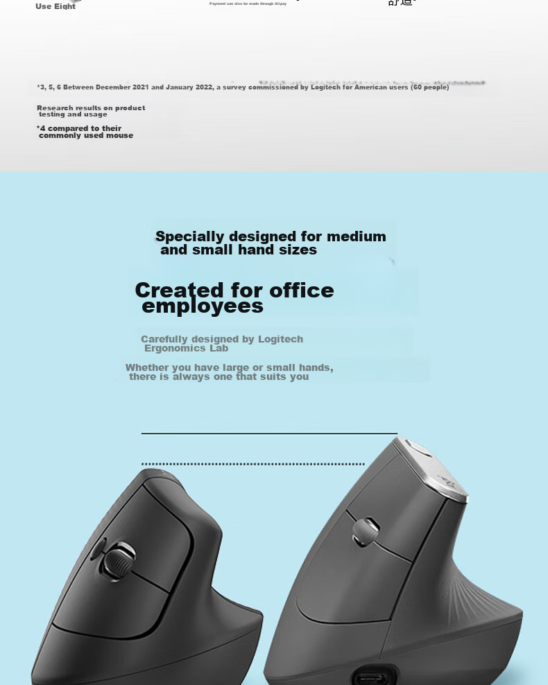 Logitech Lift Enterprise-Grade Wireless Ergonomic Vertical Mouse, Wireless Bluetooth Quiet Office Mouse with Bolt Receiver, Commercial Version Graphite Black 5