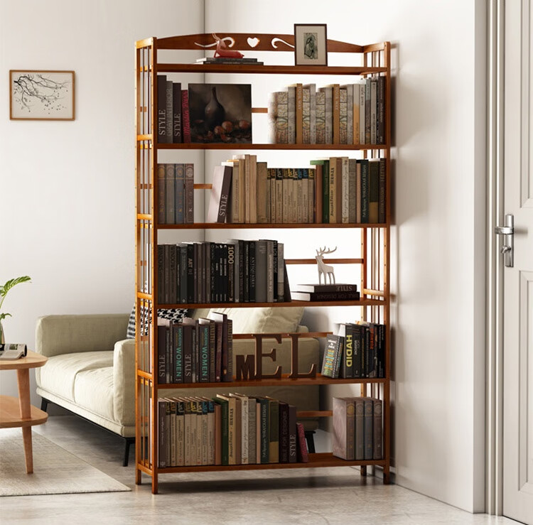 Anerya Bamboo Simple Bookshelf, Floor-Standing Storage Rack, Living Room And Office Bookcase, Cabinet Shelf, Storage Rack 13