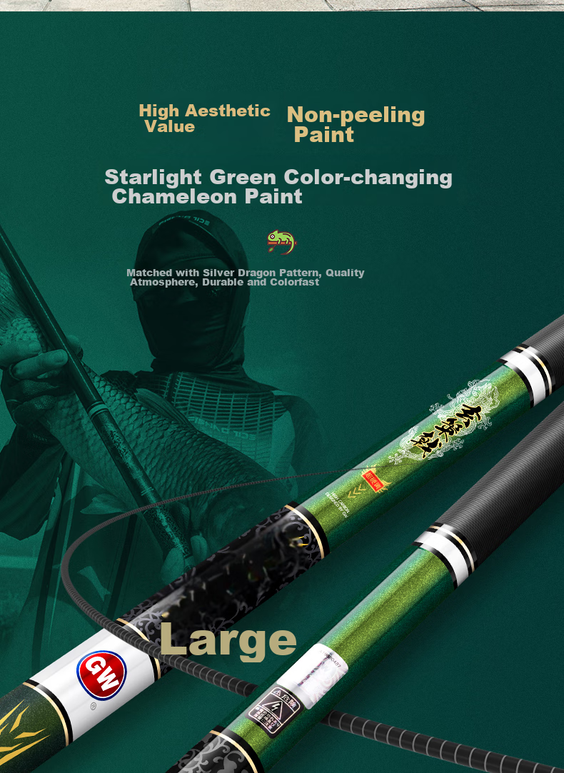 GW Fishing Rod Xuance Ji Big Fish Version, 5.7 Meters, Grass Green Big Fish Platform Fishing Rod, Powerful Pulling Big Fish Rod, Fish Finding Rod, Giant Fish 4