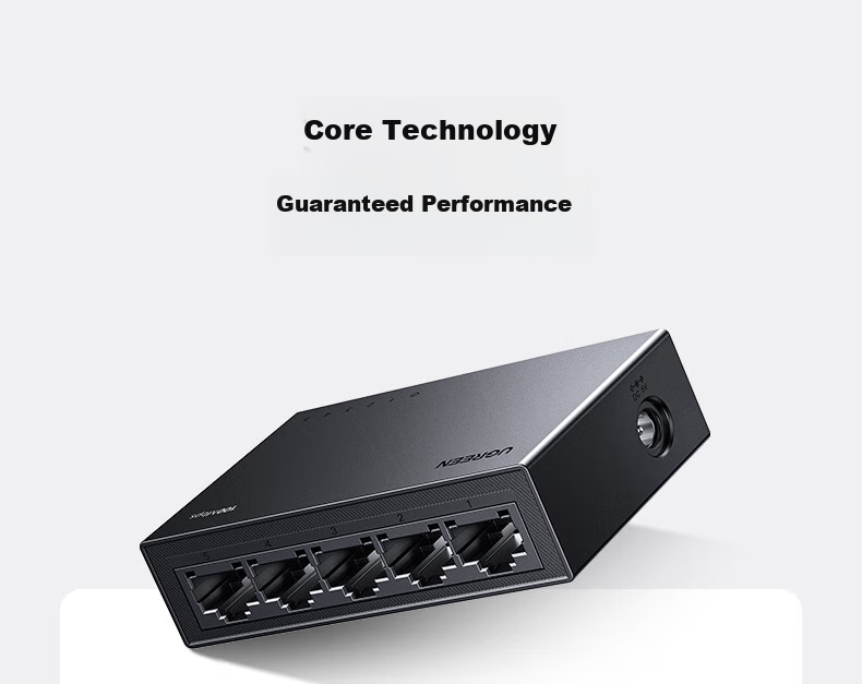 UGREEN 5-Port 100Mbps Switch, Home Dormitory Network Switch, 4-Port Surveillance Camera Network Cable Splitter Converter One-To Small HUB Splitter 35046 12