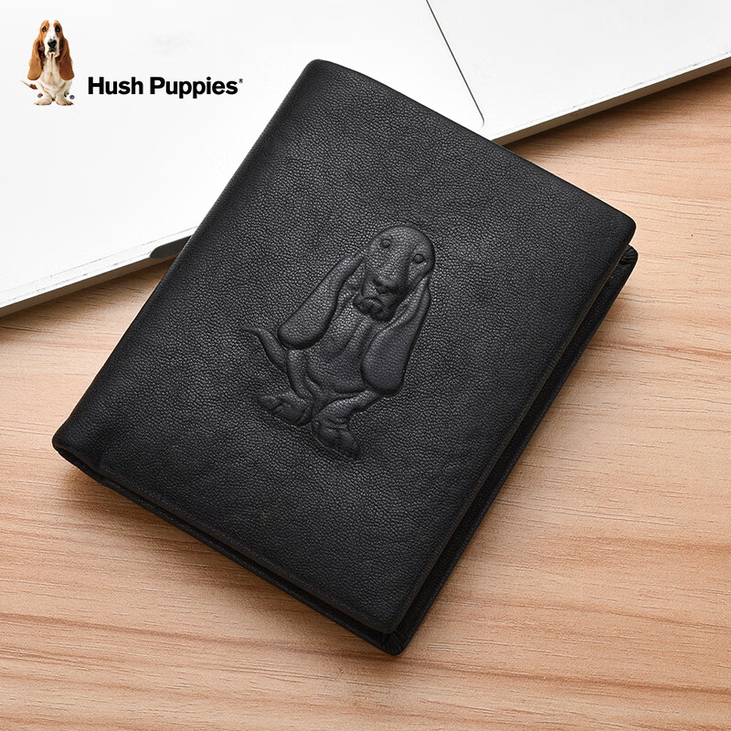 Hush Puppies Wallet for Men, Top-Grain Leather, Short Casual Simple Design, Gift Box Packaging, Birthday Present for Boyfriend