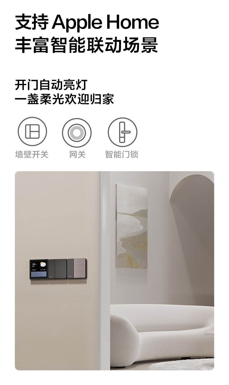 Aqara Smart Switch Card 3+1 Keys, Connected to Mijia APP/iPhone HomeKit, Mountain Gray 2