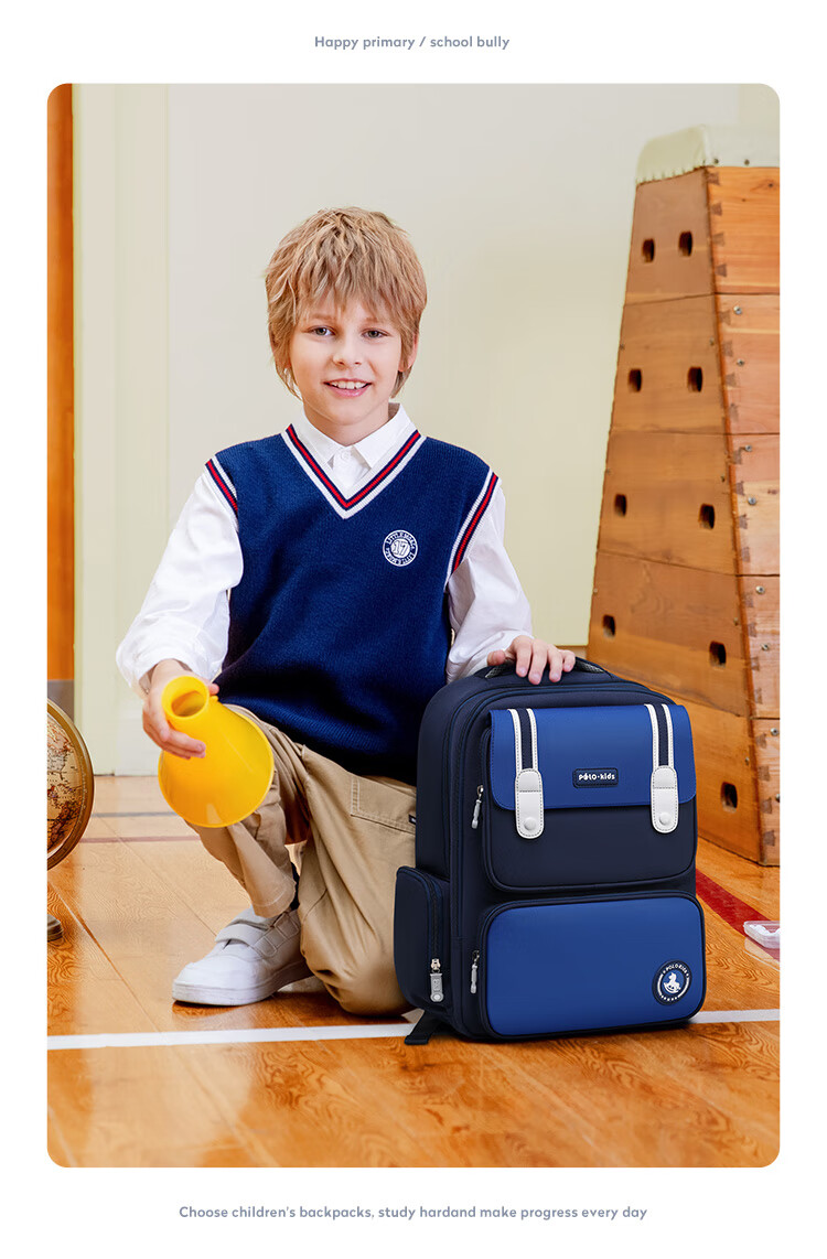 POLO Backpack for Primary School Students, Grades 1-3 And 6, Large Capacity Lightweight Reduced Burden Backpack for Boys And Girls 20