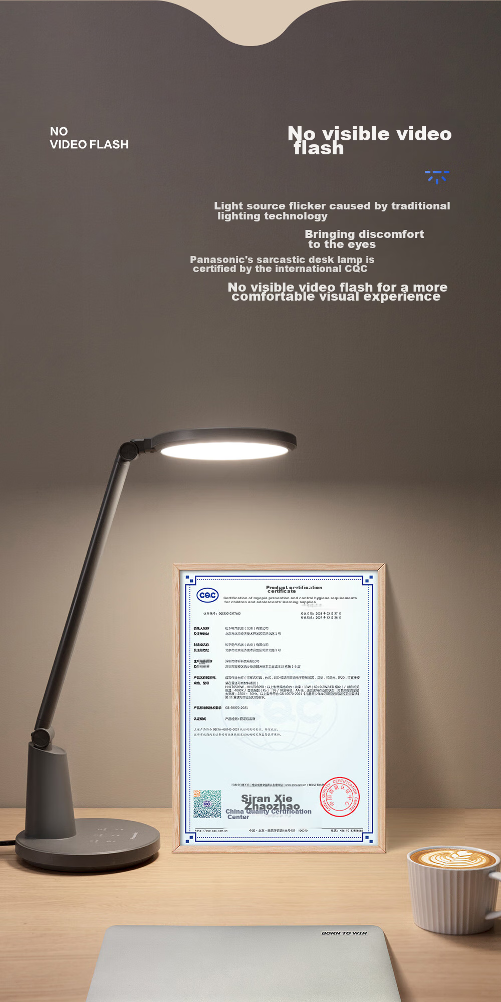 Panasonic Reading Desk Lamp, National AA-Grade Eye Protection, Zhi Sa White Model, Eye-Friendly, Children's Study Light 4