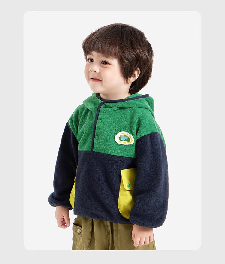 Ciciibear [Fleece-Lined] Boys' Hooded Sweatshirt, Children's Spring And Autumn Warm Jacket, Baby Casual Stylish 2024 New Style 4