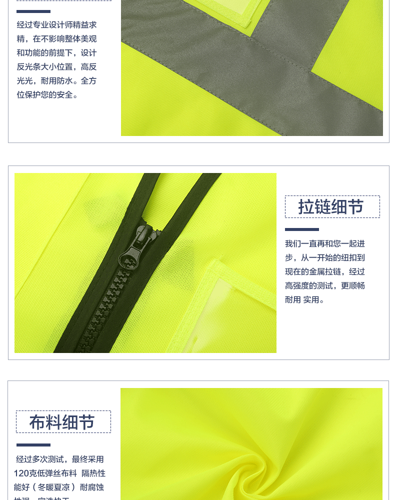 Zhuante Reflective Vest Multi-Pocket Customizable Logo Construction Worker Breathable Mesh Safety Jacket Fluorescent Yellow (No Print) [Jingcang Warehouse] 10