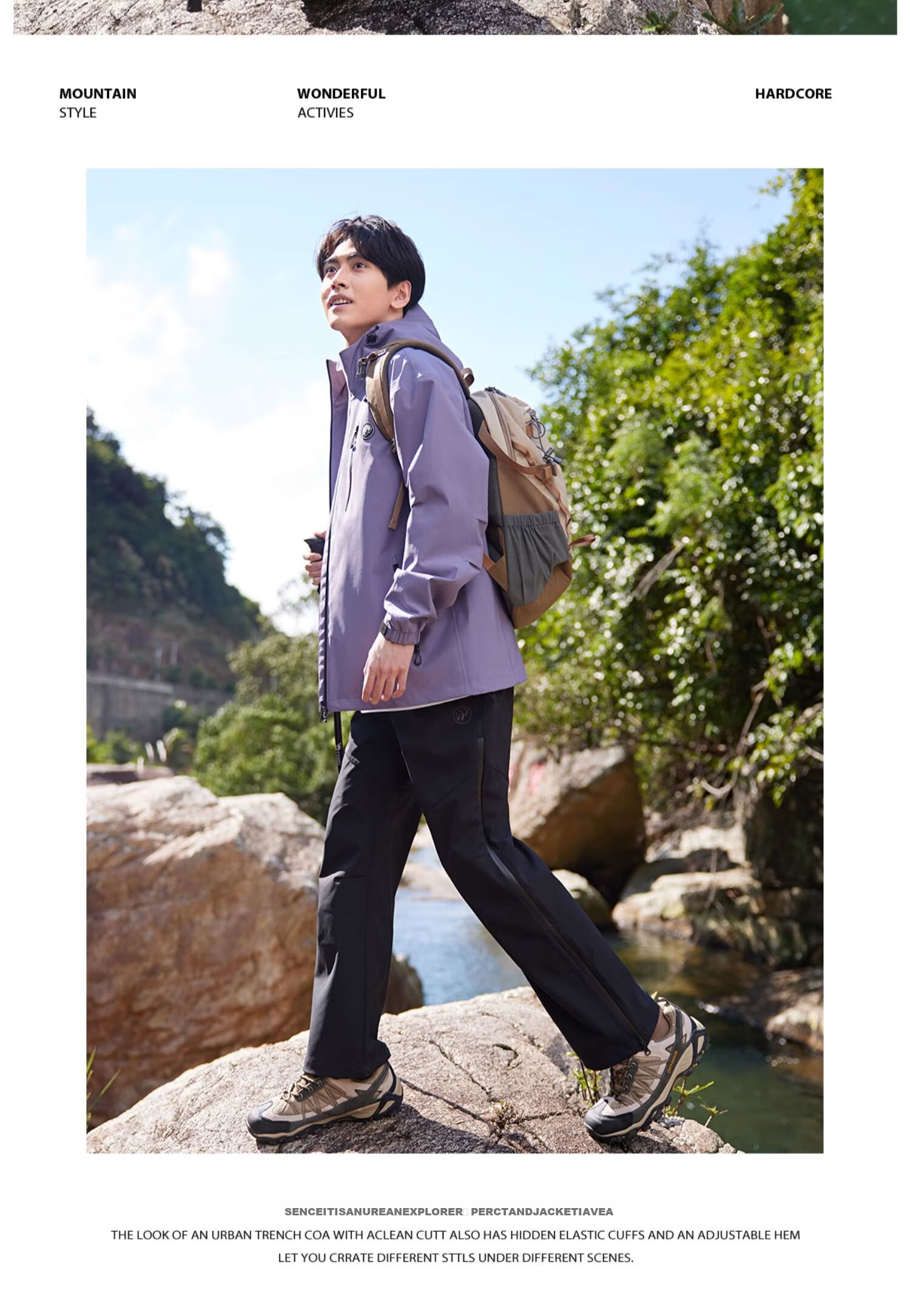 CAMEL Panda Mountain Outdoor Casual Pants, Cool-Feeling Windproof Fashionable Trousers, A34BA68195, Phantom Black, L 18