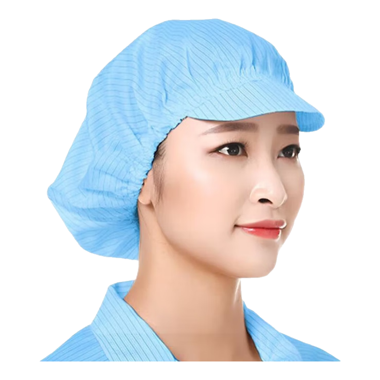 BAIGE Anti-Static Cap, Dust-Free Cap for Workshop Work, Protective Head Cover, Large Work Hat Skylight Style, Blue, Pack of 5, CW947081