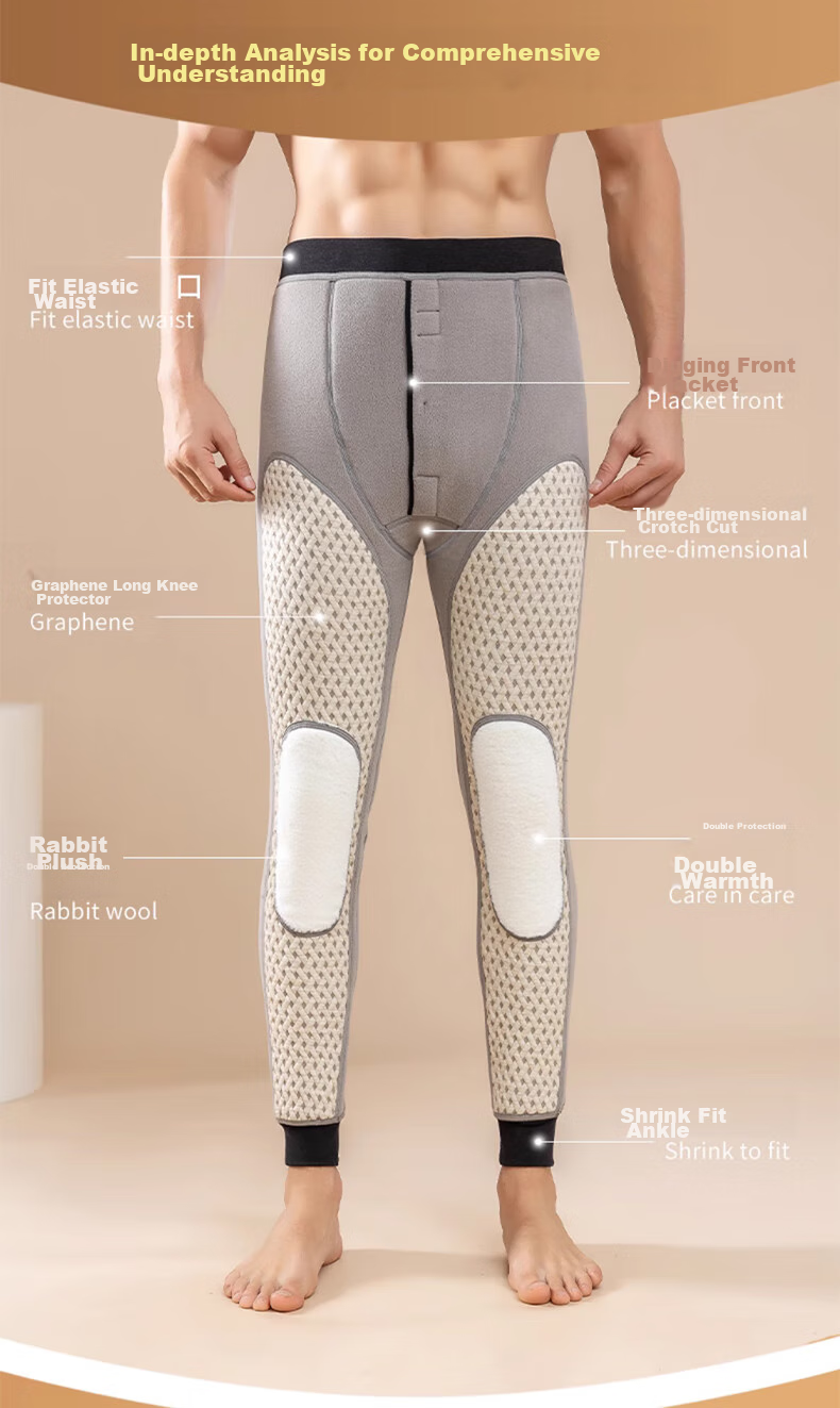LangSha Thermal Underwear for Men [2026 Fall New Arrival], Fleece-Lined Thick Graphene Knee Protection Base Layer Pants, Extra Thick Cotton Pants for Northeast China 3