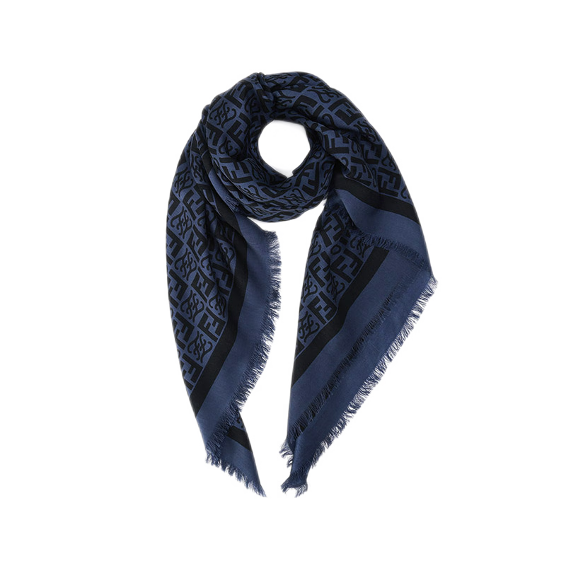 【芬迪丝巾围巾披肩】芬迪 fendi 男士桑蚕丝方巾丝巾围巾披肩深灰色