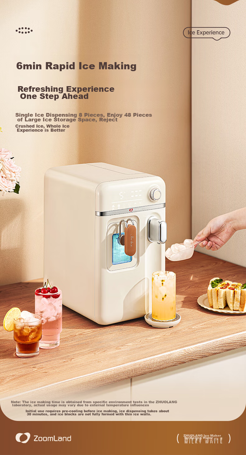 Zhuolang Mini Ice Maker for Home, Dormitory, And Small Spaces - All-In Cooling + Heating + Ice Making Machine 5