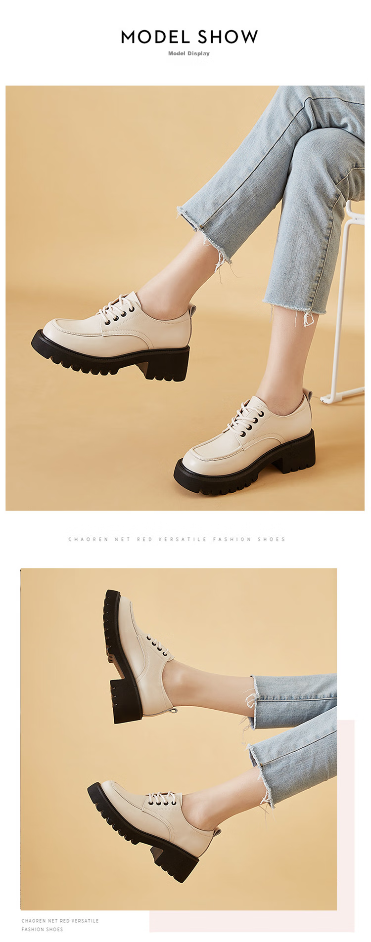 DAPHNE Women's Single Shoes, New Spring Style, British-Style Loafers, Thick-Soled Heightening Leather Shoes, Versatile Women's Footwear, Black, Size 35 5