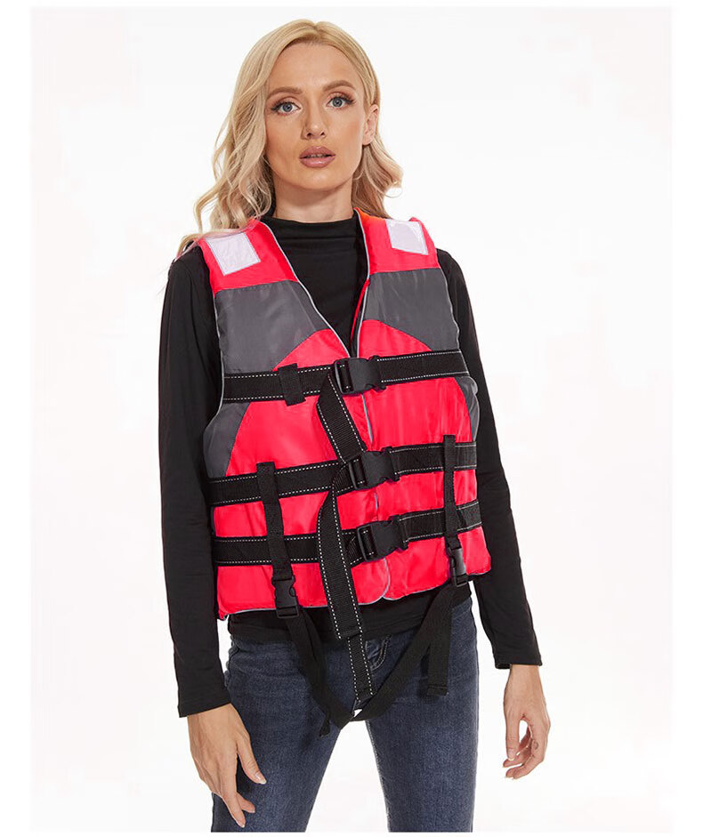 ASORAIN Red Safety Buckle Adult Life Jacket Swimwear with Whistle for Outdoor Flood Prevention, Emergency Rescue And Rafting 18