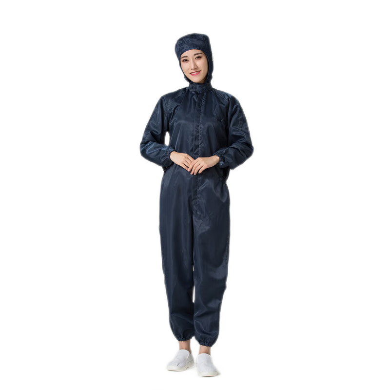 Qingxiao Anti-Static Dustproof Coverall Cleanroom Navy Blue XL Purification Clean Spray Paint Protective Workwear