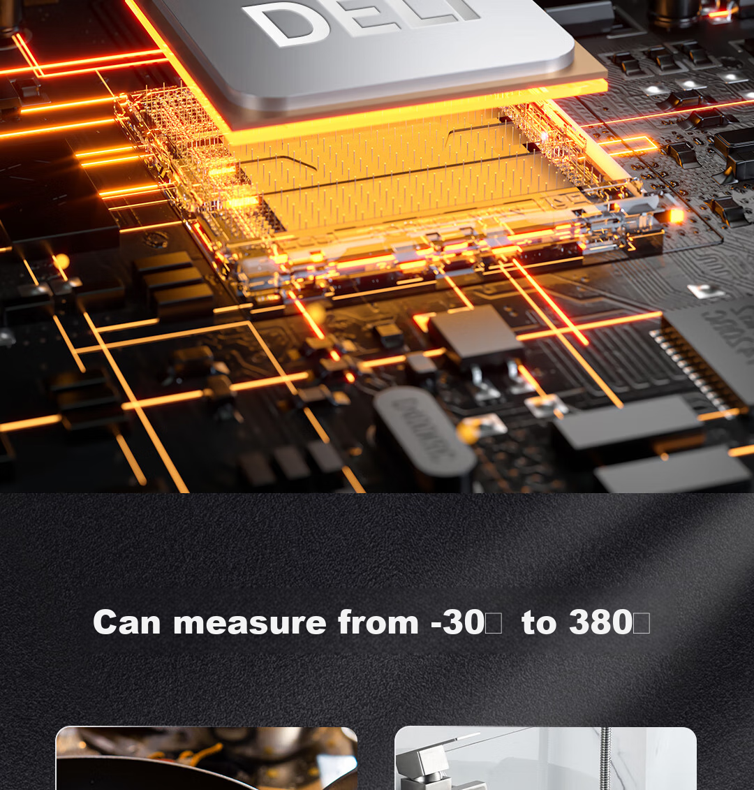 Deli Infrared Thermometer, Industrial High-Precision Temperature Gun, Kitchen Baking Water And Oil Temperature Gu 8