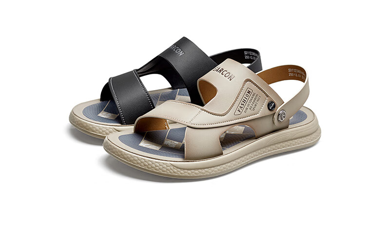 Yierkang Men's Sandals, Soft-Soled Comfortable Versatile Casual Open-Toe Two-Way Slippers for Men, 61893W, Brown, Size 38 5