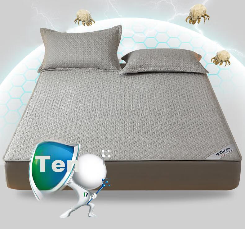 Hengyuanxiang Class A Pure Cotton Fitted Sheet, Single Piece, Single Bed, Protective Cover, Quilted Non-Slip Mattress Protector, Bed Cover, 150*200cm 15