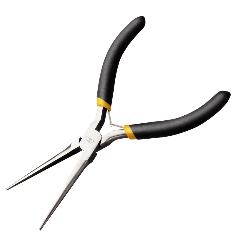 Deli Plastic-Coated Handle Mini Needle-Nose Pliers, High Carbon Steel Needle-Type Pointed Pliers, Long-Nose Pliers, Electronic Pliers, 6 Inches