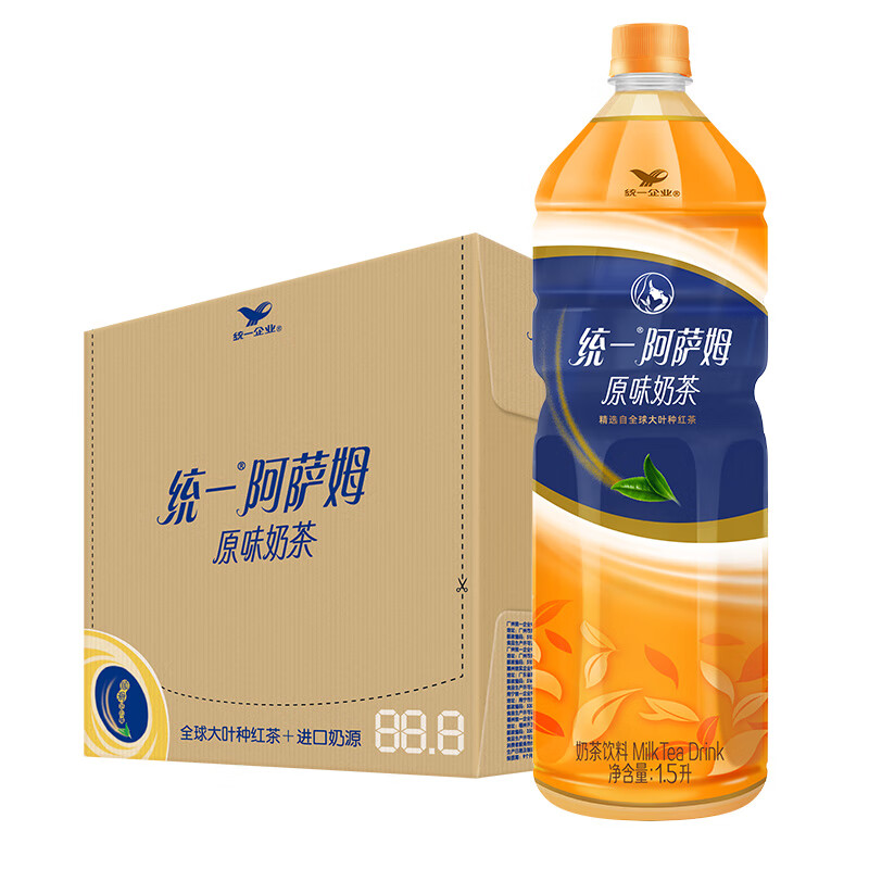统一 阿萨姆 原味奶茶 6入装奶茶饮料 1.5L*6瓶/箱